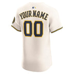 Milwaukee Brewers Nike Home Elite Custom Jersey - Cream