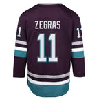 Trevor Zegras Anaheim Ducks Youth 30th Anniversary Premier Player Jersey – Purple