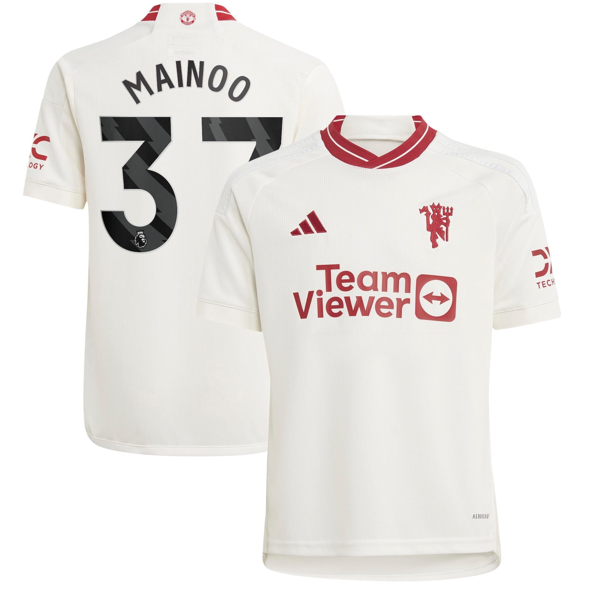 Kobbie Mainoo Manchester United adidas Youth 2023/24 Away Replica Player Jersey - Green/White