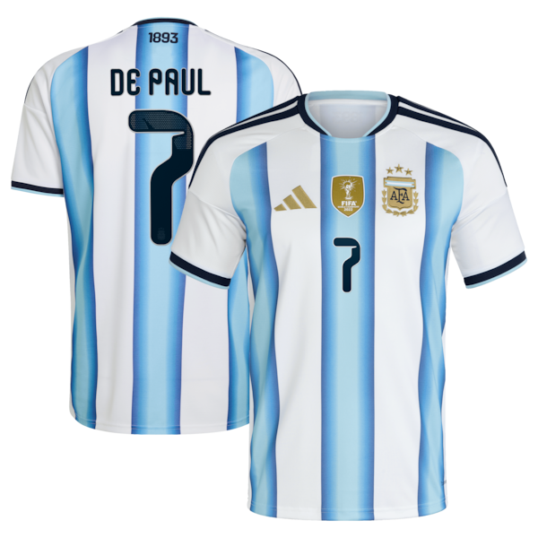 Rodrigo De Paul Argentina National Team adidas 2026 Home Replica Jersey - White