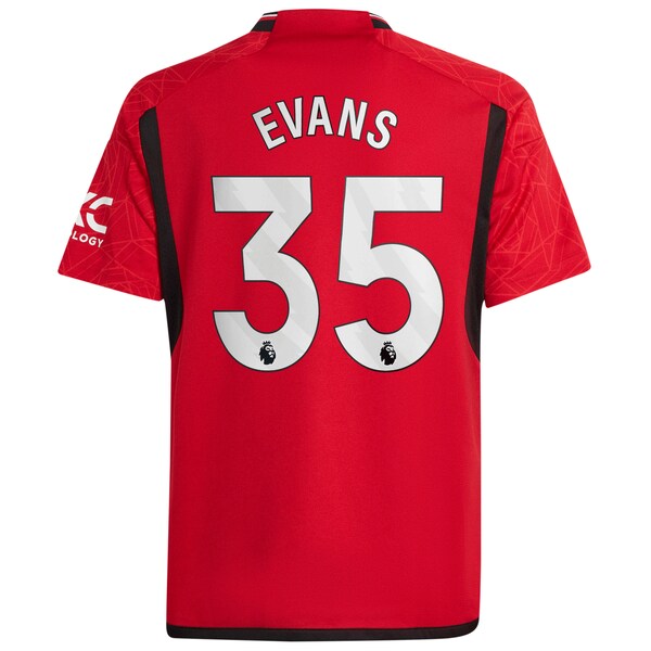 Jonny Evans Manchester United adidas Youth 2023/24 Home Replica Player Jersey – Red