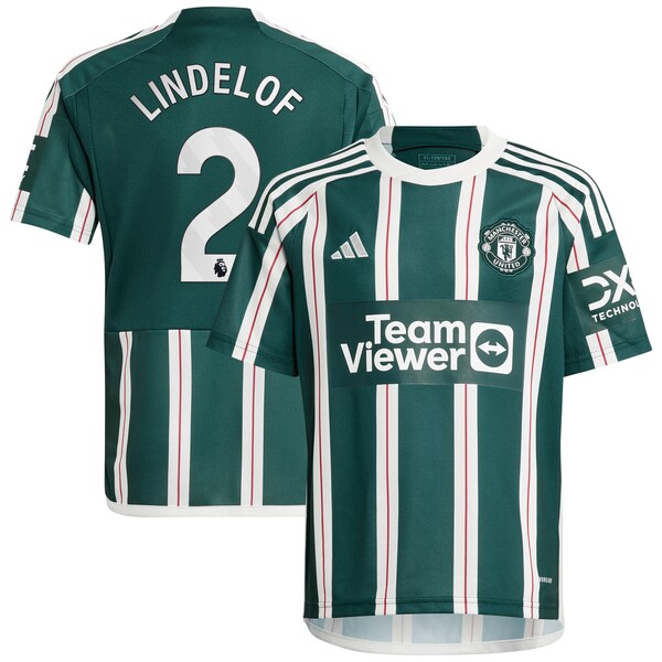 Victor Lindelof Manchester United adidas Youth 2023/24 Away Replica Player Jersey - Green/White