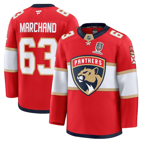 Brad Marchand Florida Panthers  Home 2025 Stanley Cup Champions Premium Patched Jersey - Red