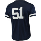 Bernie Williams New York Yankees Cooperstown Collection Mesh Batting Practice Button-Up Jersey - Navy