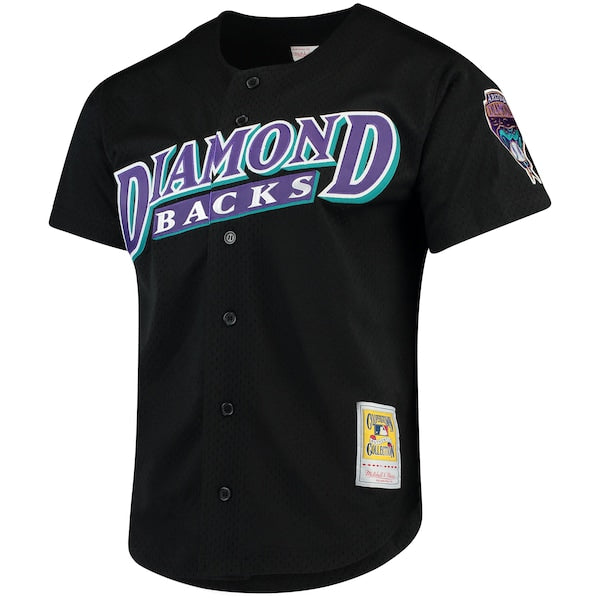 Randy Johnson Arizona Diamondbacks Cooperstown Collection Mesh Batting Practice Button-Up Jersey - Black