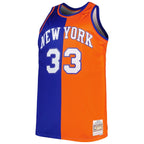 Patrick Ewing New York Knicks Big & Tall Hardwood Classics 1991/92 Split Swingman Jersey - Blue/Orange