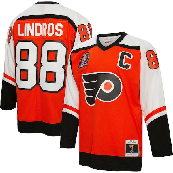Eric Lindros Philadelphia Flyers Captain Patch 1996/97 Blue Line Player Jersey - Orange