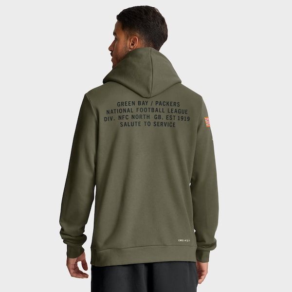 Green Bay Packers Nike 2025 Salute to Service Sideline Standard Issue Dri-FIT Hoodie - Olive