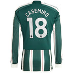 Casemiro Manchester United adidas 2023/24 Away Long Sleeve Replica Player Jersey - Green/Red