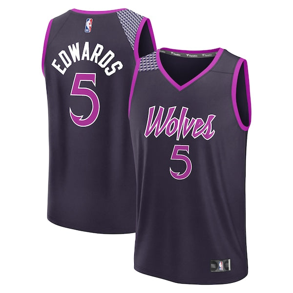 Anthony Edwards Minnesota Timberwolves  Youth 2025/26 City Edition Fast Break Jersey - Purple