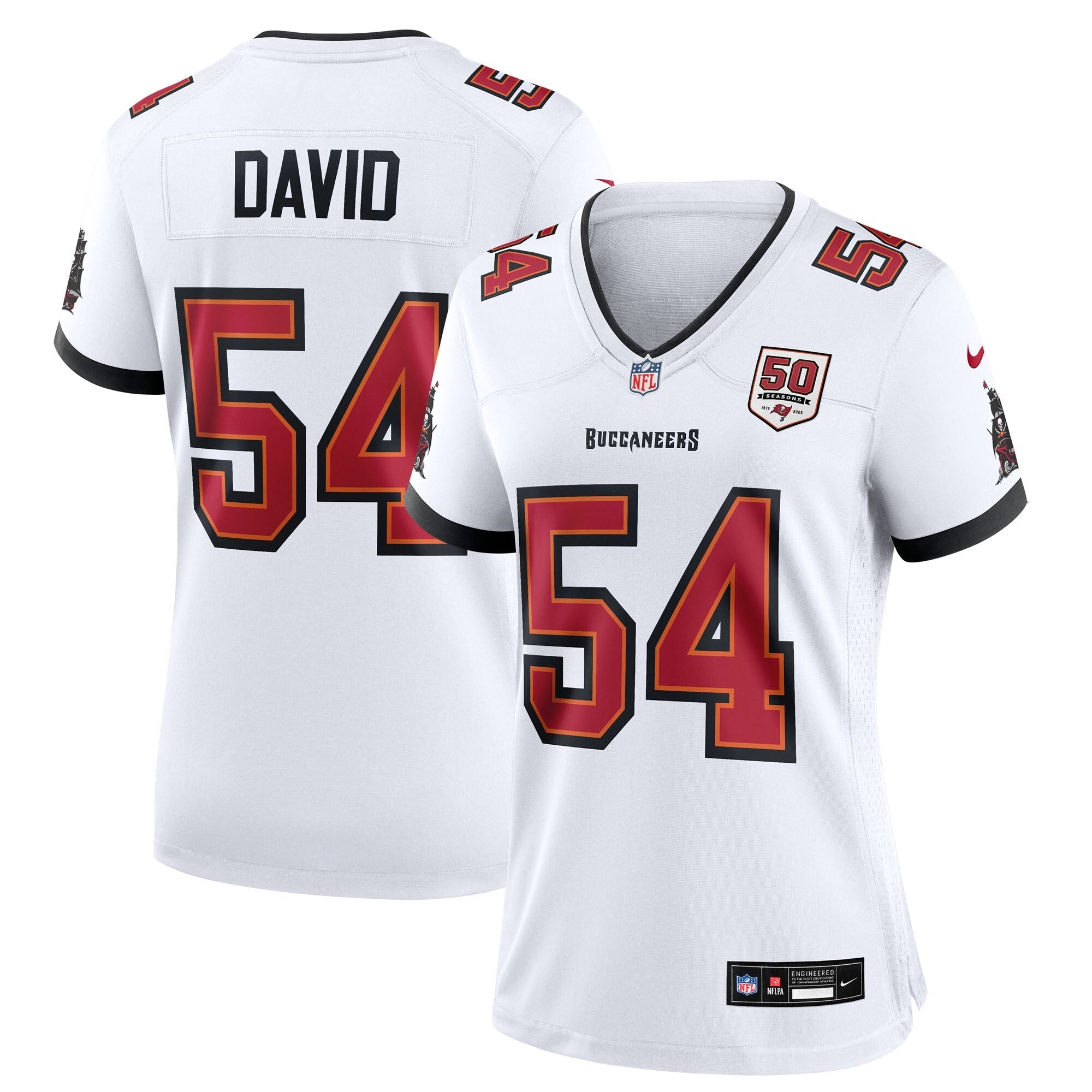Lavonte David  Tampa Bay Buccaneers Nike Women's 50th Season Game Jersey - Creamsicle/Red/White