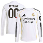 Los Merengues adidas 2025/26 Home Authentic Long Sleeve Custom Jersey - White/Blue