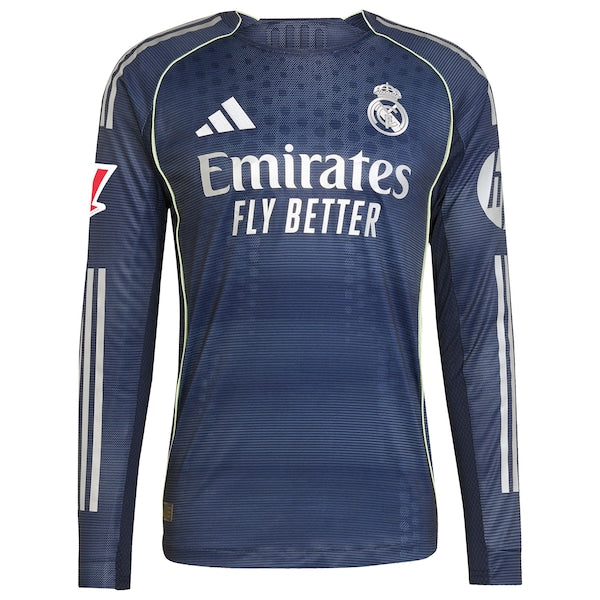 Los Merengues adidas 2025/26 Away Authentic Long Sleeve Jersey - Blue/White
