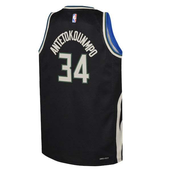 Giannis Antetokounmpo Milwaukee Bucks Jordan Brand Youth Swingman Jersey - Statement Edition - Black