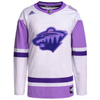 Minnesota Wild adidas Hockey Fights Cancer Primegreen Authentic Blank Practice Jersey - White/Purple