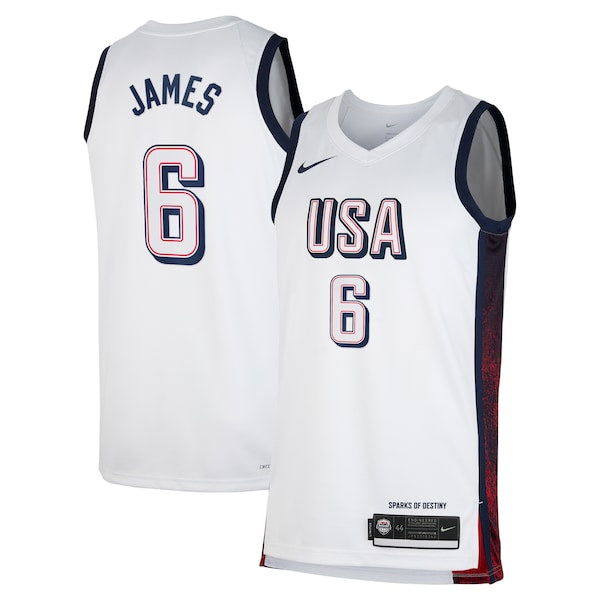 LeBron James Men's USA Basketball Nike Unisex 2024 Swingman Player Jersey - White