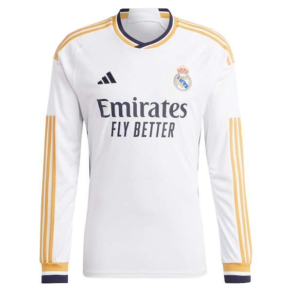 Los Merengues adidas 2023/24 Home Replica Long Sleeve Jersey - White