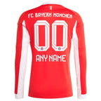 Bayern Munich adidas 2025/26 Home Replica Long Sleeve Custom Jersey - Red