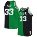 Larry Bird Boston Celtics Big & Tall Hardwood Classics 1985/86 Split Swingman Jersey - Kelly Green/Black