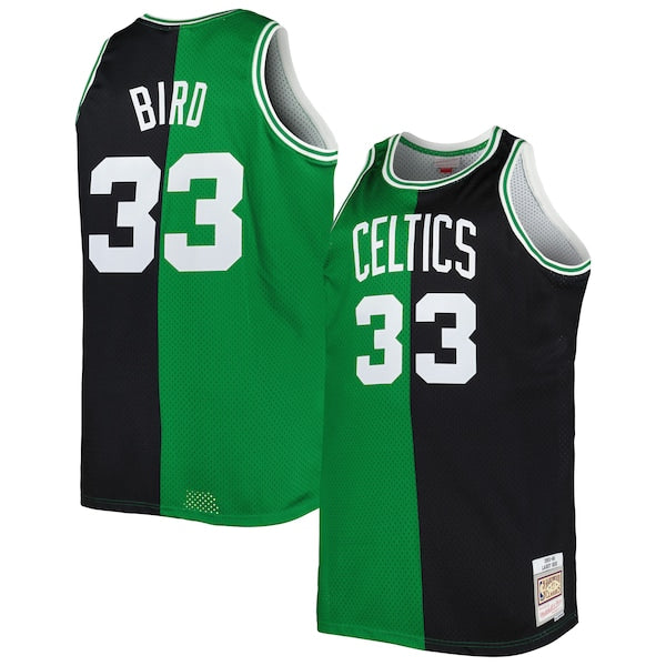 Larry Bird Boston Celtics Big & Tall Hardwood Classics 1985/86 Split Swingman Jersey - Kelly Green/Black