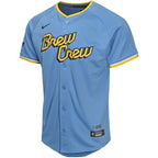 Jackson Chourio Milwaukee Brewers Nike Youth City Connect Limited Player Jersey - Powder Blue