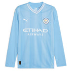 Manchester City Puma 2023/24 Home Replica Custom Long Sleeve Jersey - Sky Blue