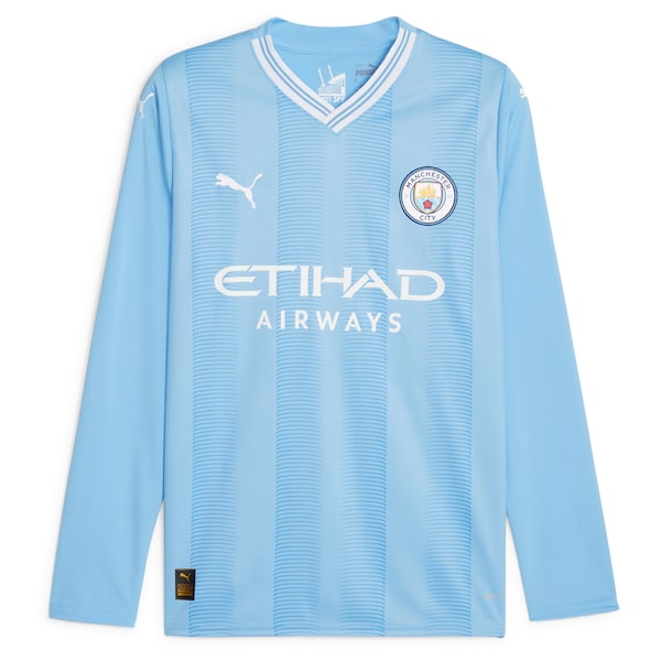 Bernardo Silva Manchester City Puma 2023/24 Home Replica Player Long Sleeve Jersey - Sky Blue