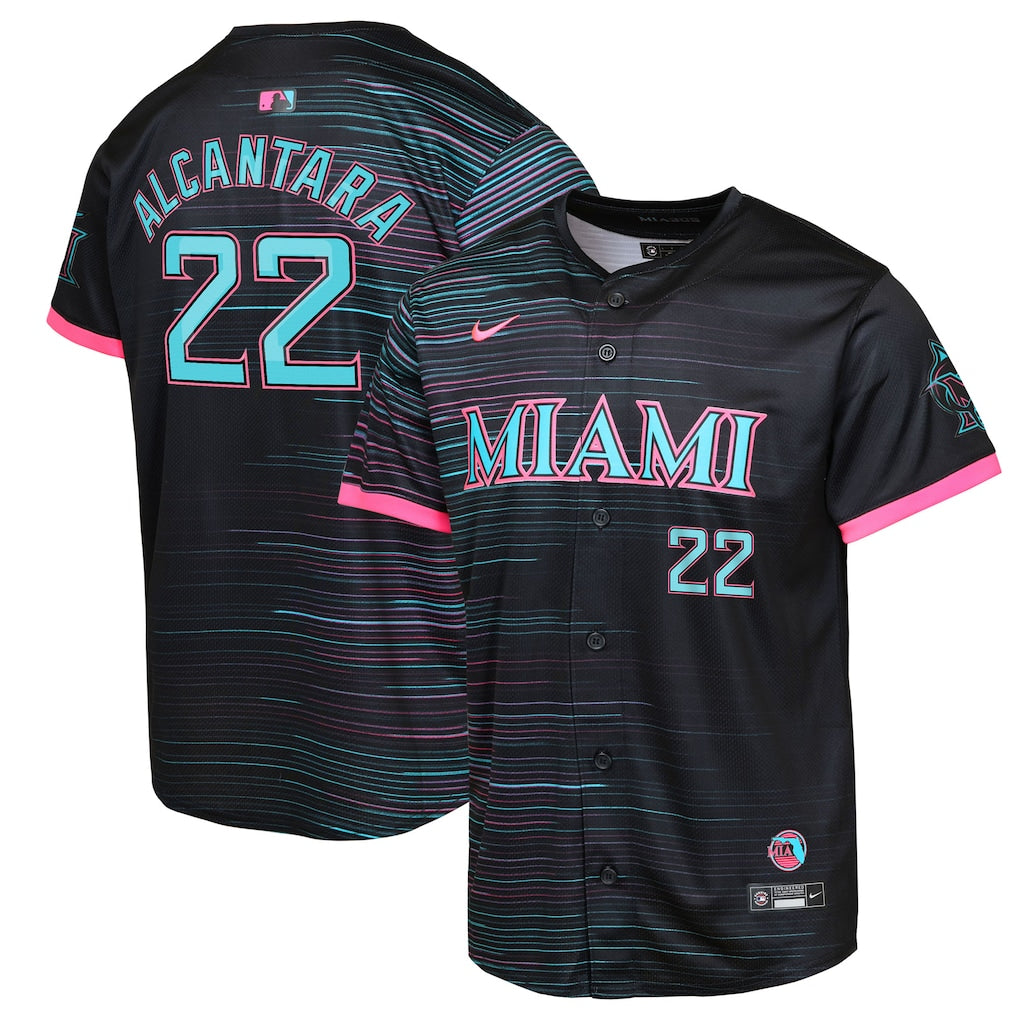 Sandy Alcantara Miami Marlins Youth 2025 City Connect Limited Player Jersey - Black