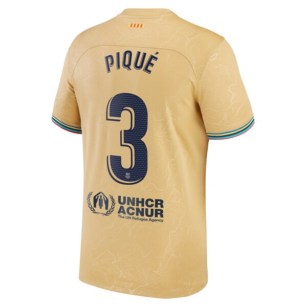 Gerard Pique Barcelona Nike Youth 2022/23 Away Replica Player Jersey - Gold