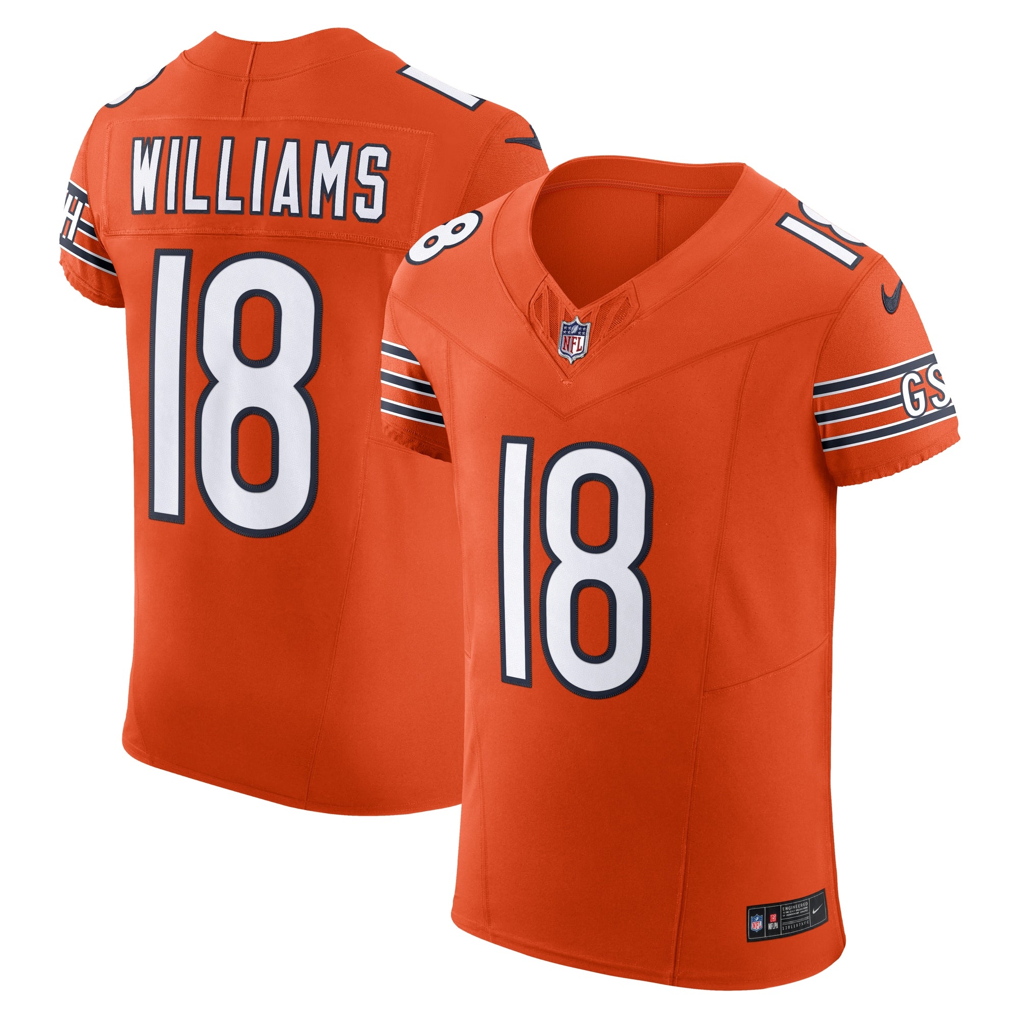 Caleb Williams Chicago Bears Nike Team Vapor F.U.S.E. Elite Jersey - Navy/Orange