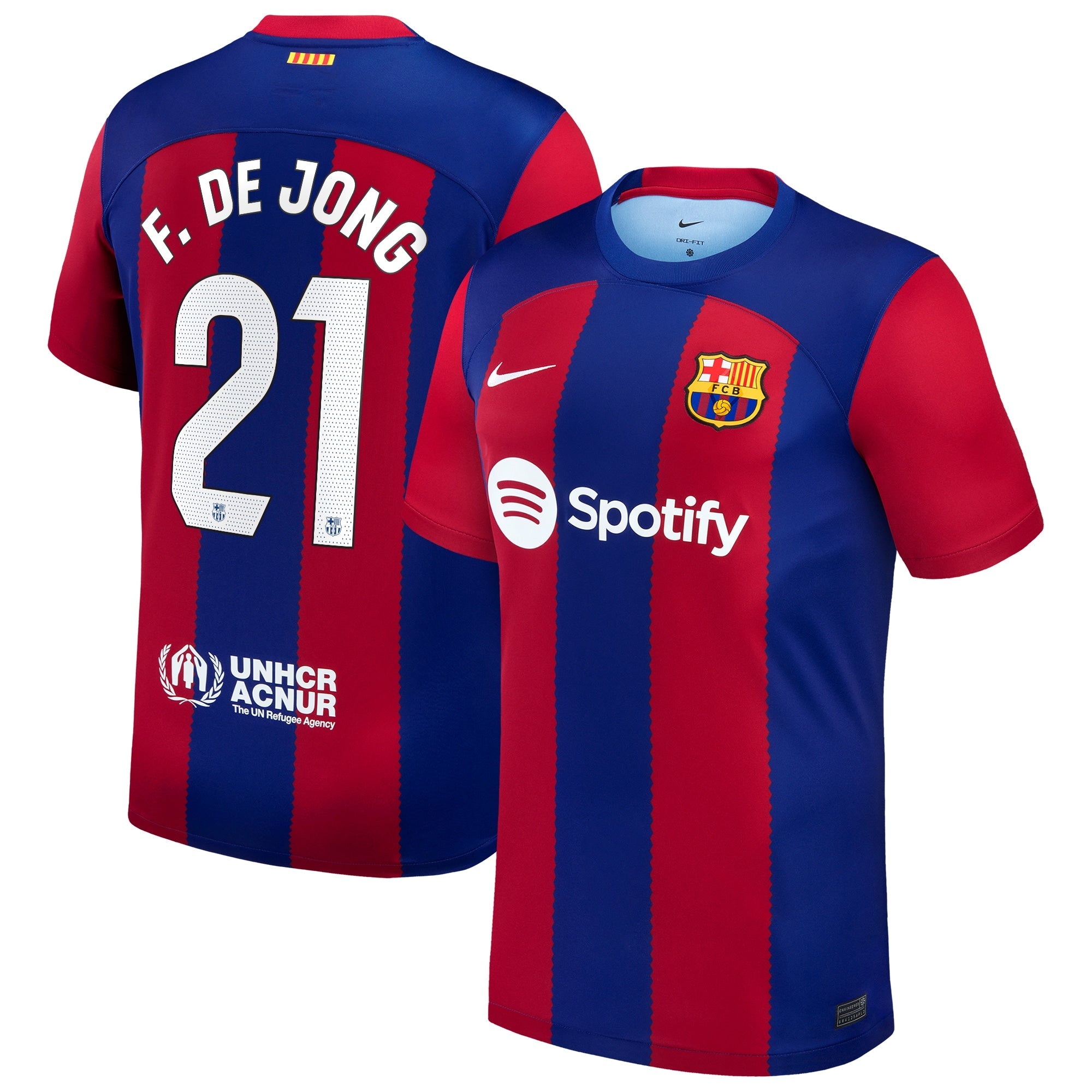 Frenkie de Jong Barcelona Nike 2023/24 Away Replica Jersey - White/Aqua/Royal