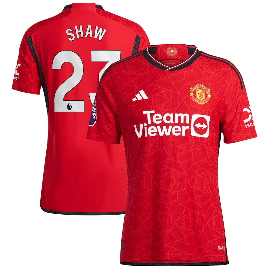 Luke Shaw Manchester United adidas 2023/24 Away Authentic Player Jersey - Green/Red