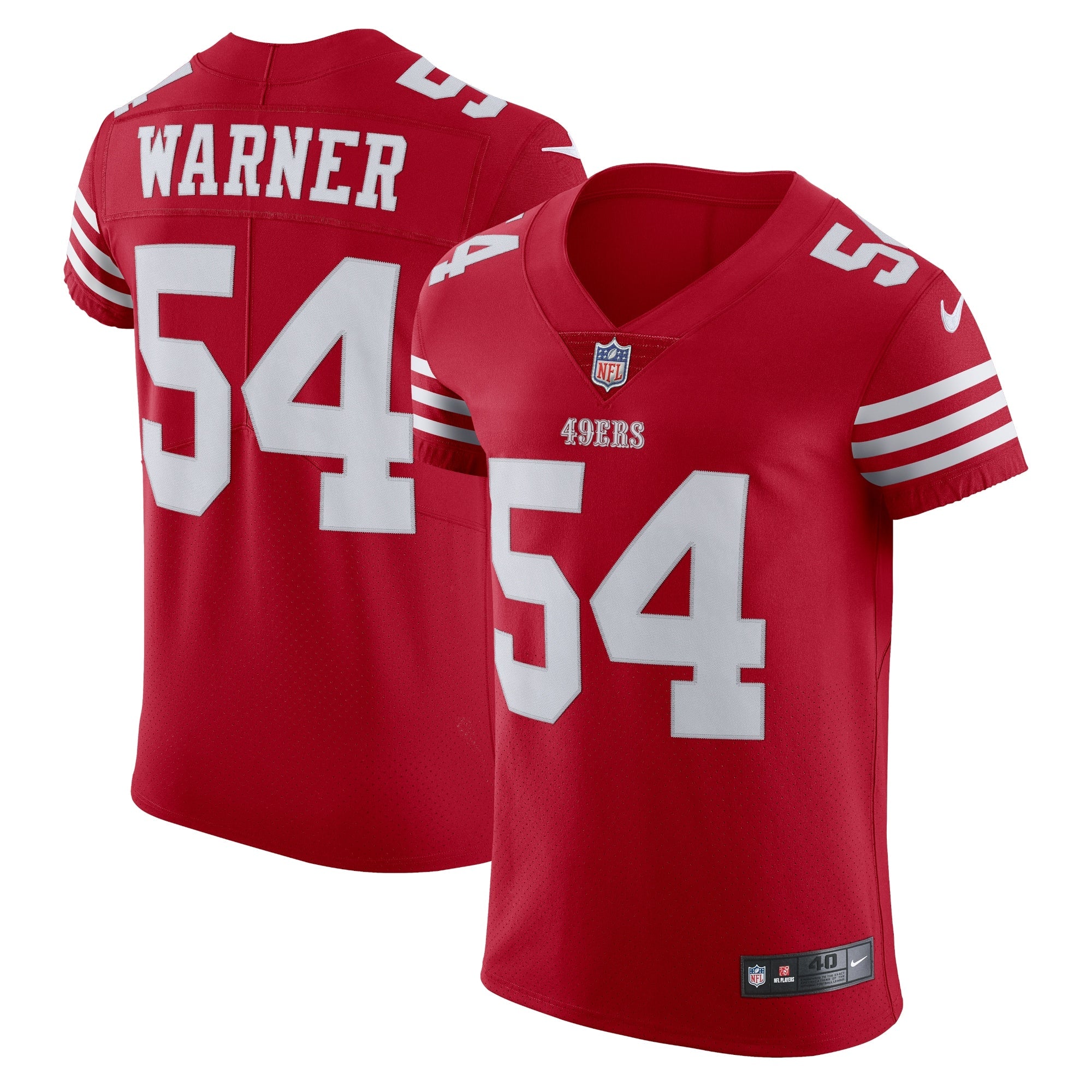Fred Warner San Francisco 49ers Nike Vapor Elite Jersey - White/Scarlet