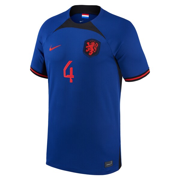 Virgil Van Dijk Netherlands National Team Nike 2022/23 Away Breathe Stadium Replica Player Jersey - Blue