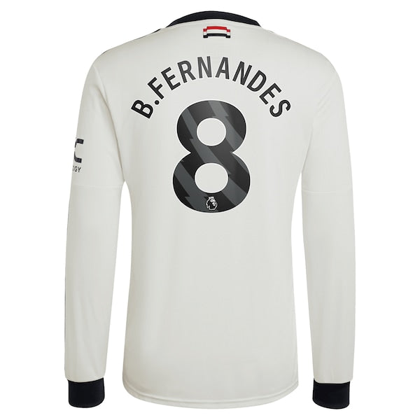 Bruno Fernandes Manchester United adidas Originals  2024/25 Third Replica Long Sleeve Jersey - Cream