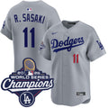 Roki Sasaki  Los Angeles Dodgers Nike 2025 World Series Champions Limited Player Jersey - Grey