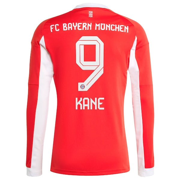 Harry Kane Bayern Munich adidas 2025/26 Home Replica Long Sleeve Jersey - Red
