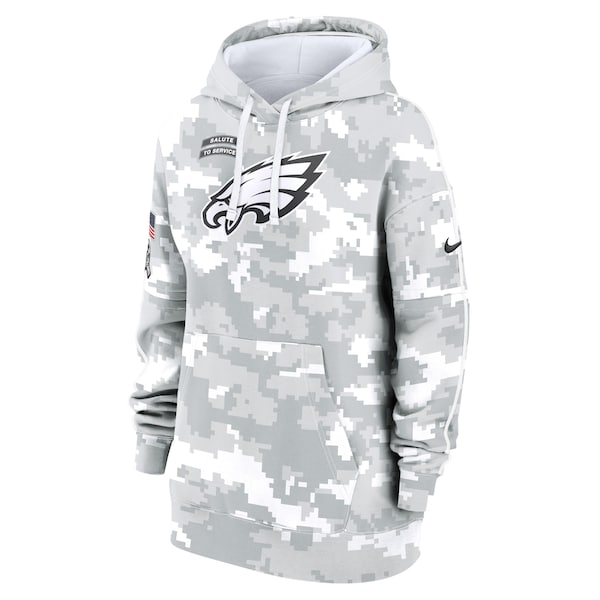Philadelphia Eagles Nike Women's 2024 Salute To Service Club Fleece Pullover Hoodie - Arctic Camo