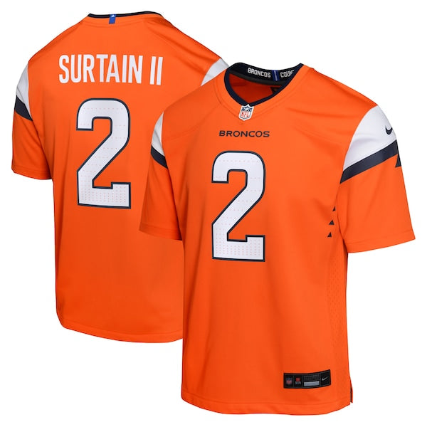 Patrick Surtain II Denver Broncos Nike Youth Game Jersey - Orange/Navy/White