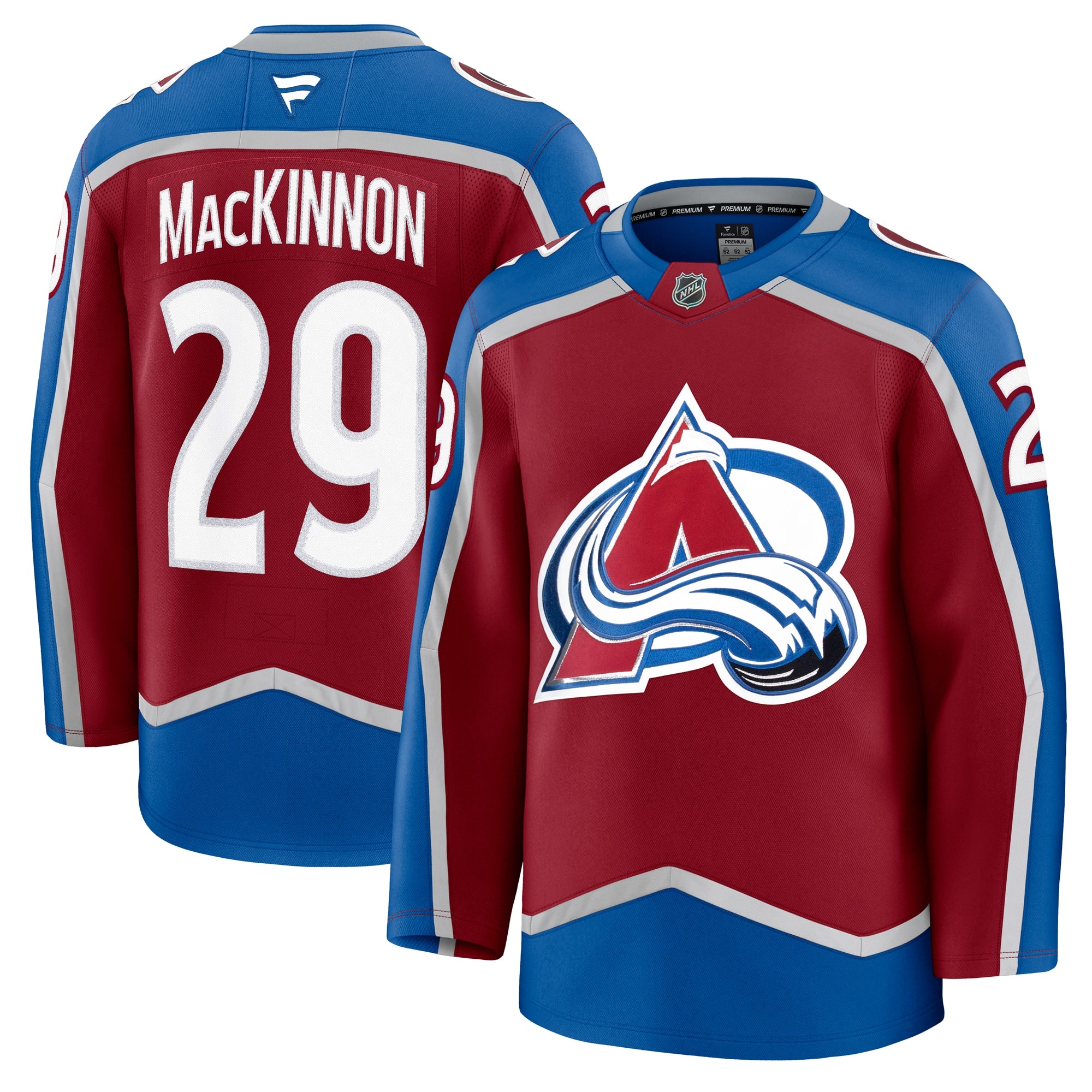 Nathan MacKinnon Colorado Avalanche  Away Premium Jersey - White/Navy/Burgundy