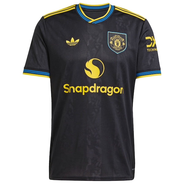 Manchester United adidas 2025/26 Third Replica Custom Jersey - Black/Red/White