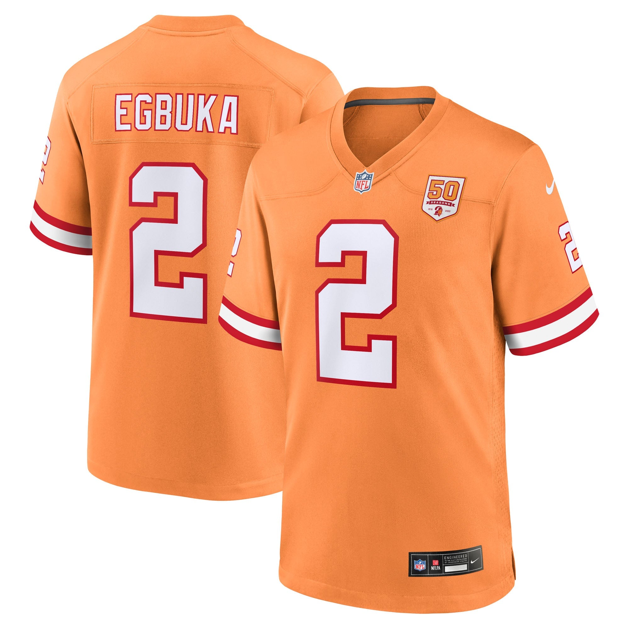 Emeka Egbuka  Tampa Bay Buccaneers Nike Team 50th Season Game Jersey -  Red/Creamsicle