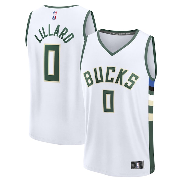 Damian Lillard Milwaukee Bucks  Fast Break Replica Player Jersey - Association Edition - White
