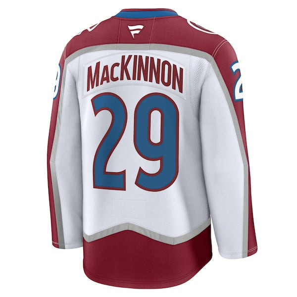 Nathan MacKinnon Colorado Avalanche  Away Premium Jersey - White/Navy/Burgundy
