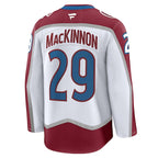 Nathan MacKinnon Colorado Avalanche  Away Premium Jersey - White/Navy/Burgundy