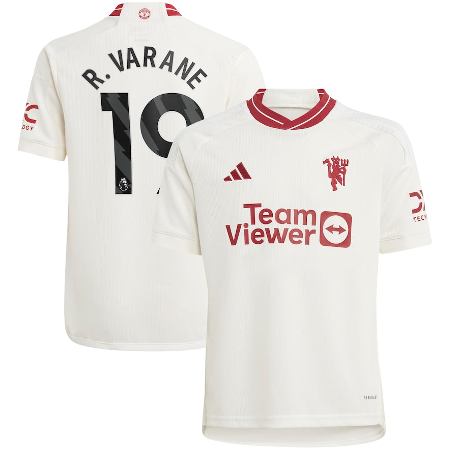 Raphael Varane Manchester United adidas Youth 2023/24 Away Replica Player Jersey - Green/White