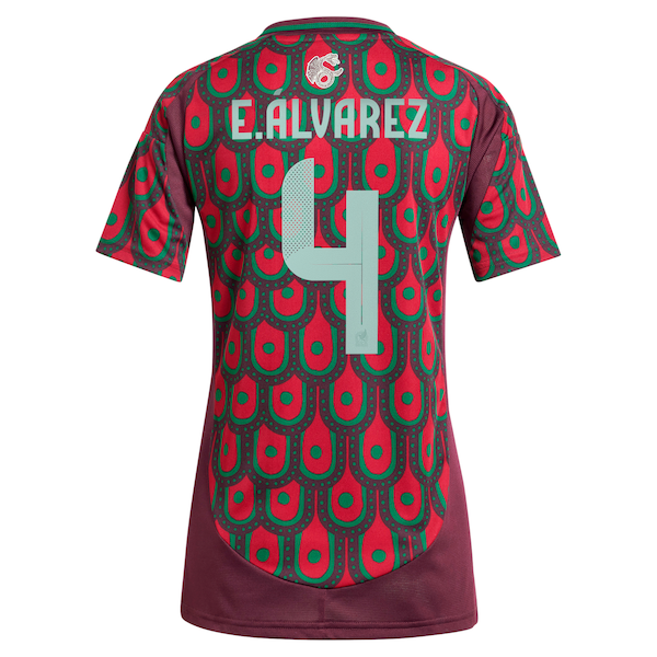 Edson Alvarez Mexico National Team adidas Women's 2024 Home Replica Player Jersey - Burgundy/Green
