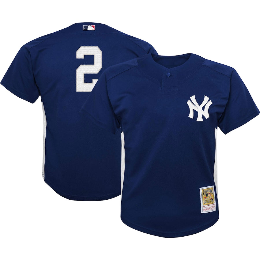 Derek Jeter New York Yankees Youth Team Cooperstown Collection Mesh Batting Practice Jersey - Navy