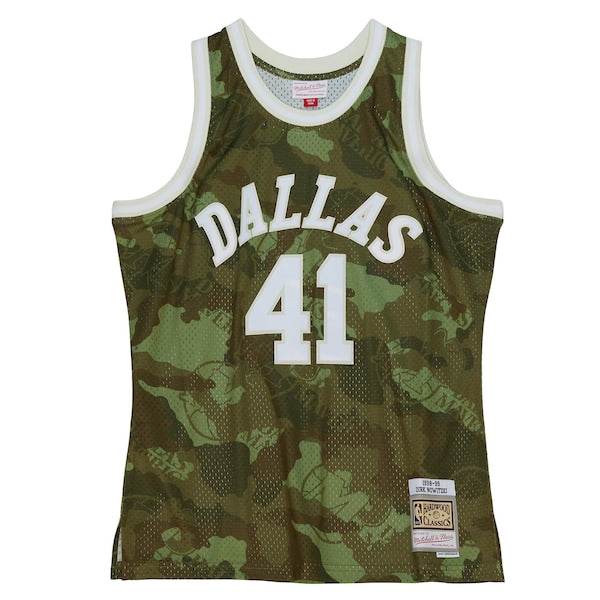 Dirk Nowitzki Dallas Mavericks Hardwood Classics 1998/99 Ghost Green Swingman Jersey - Camo