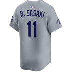 Roki Sasaki  Los Angeles Dodgers Nike 2025 World Series Champions Limited Player Jersey - Grey